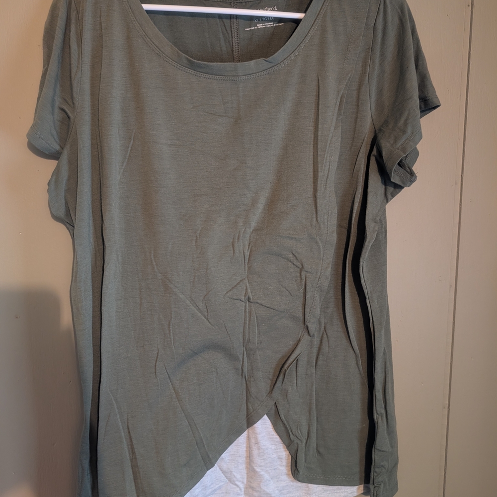 Motherhood Sage Green Layered Short Sleeve Top
